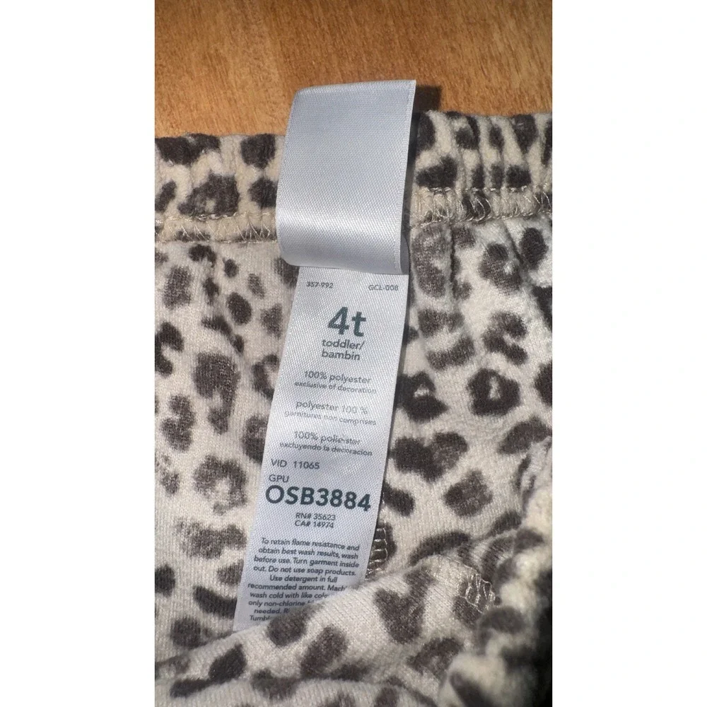 Carters Leopard Print‎ Fleece Pajama Pants Toddler Girls 4T Cozy Loungewear